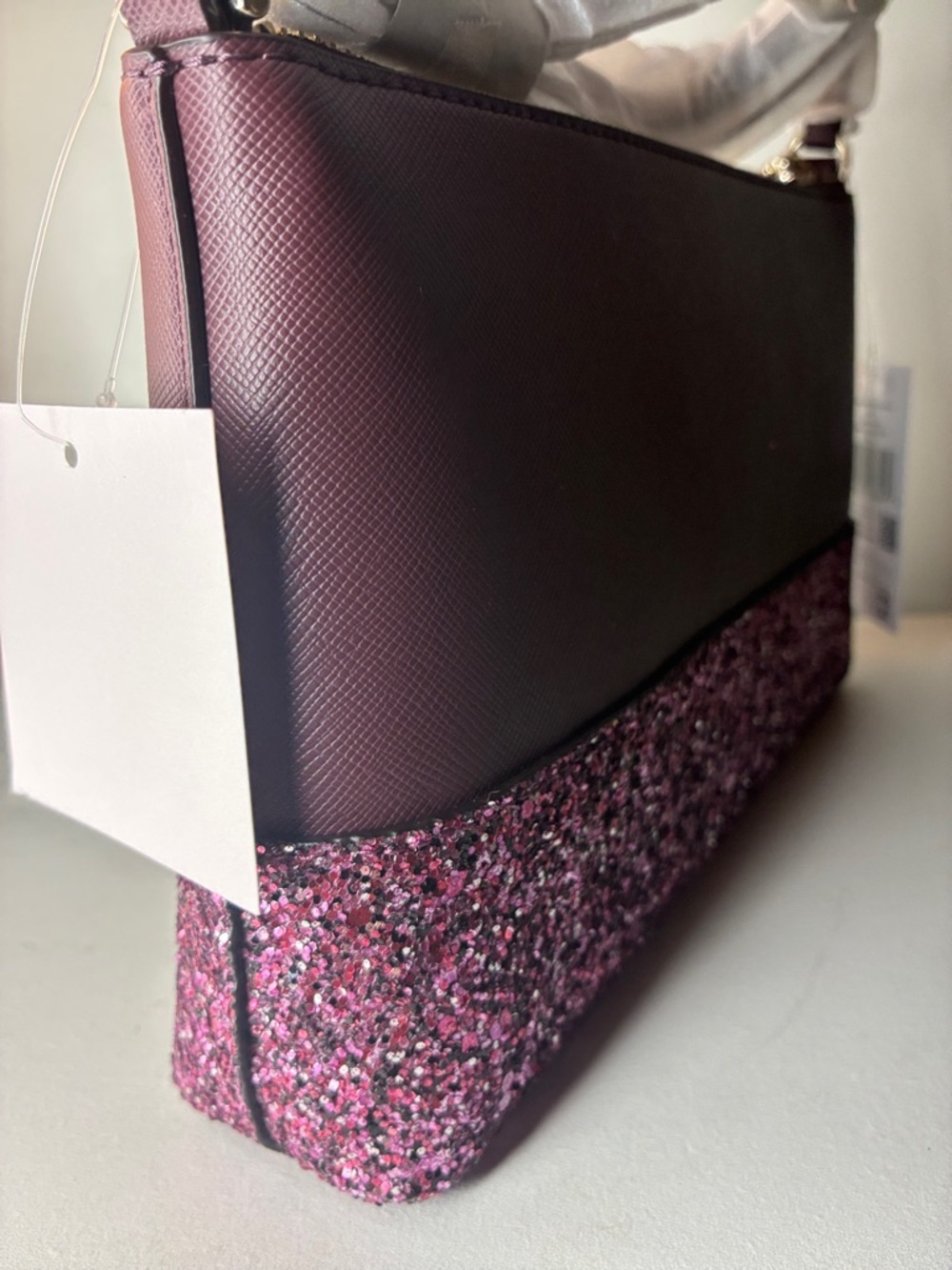 Kate Spade NWT Glitter Flash Burgundy Crossbody Bag - Picture 7 of 13